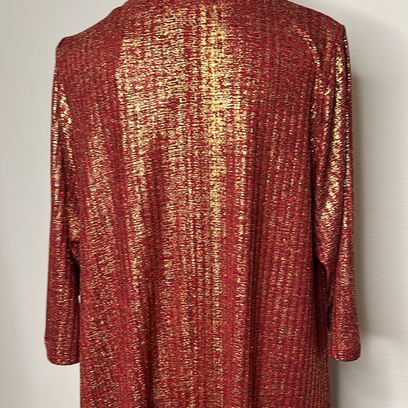 Heartsoul Plus size 2X red and gold shimmer 3/4 sleeve dress - Picture 7 of 12